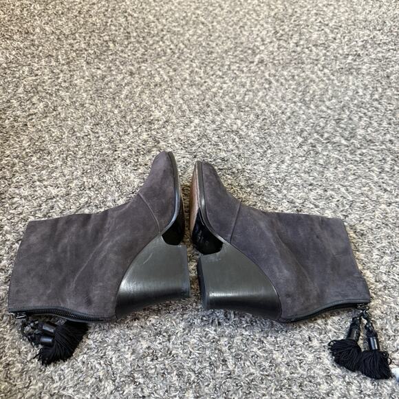 RAG & BONE Tacita Suede Tassel Wedge Ankle Boots Asphalt Gray 38.5 US 8.5 READ - Picture 5 of 9